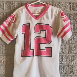 Green Bay Packer Aaron Rodgers pink Jersey